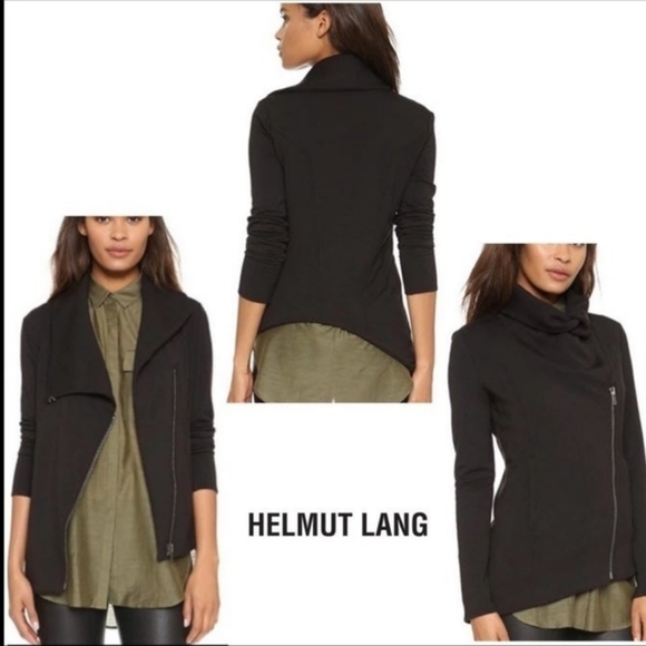 Helmut Lang 100% wool shawl collar asymmetrical zip jacket - Picture 4 of 14